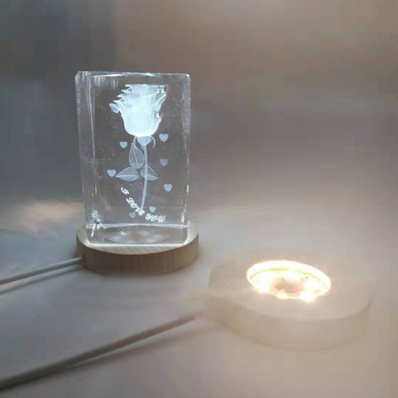 Lámpatalpok Kerek alakú fa LED-es világító kézműves dekorációs díszek