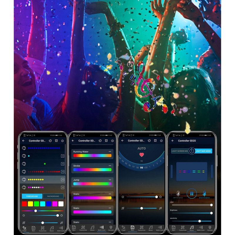 DC5-24V 3 tűs intelligens 28 gombos LED vezérlő zenei pixelekkel Bluetooth mikrofon távirányító 5050 RGB egyedi címezhető szalaglámpához