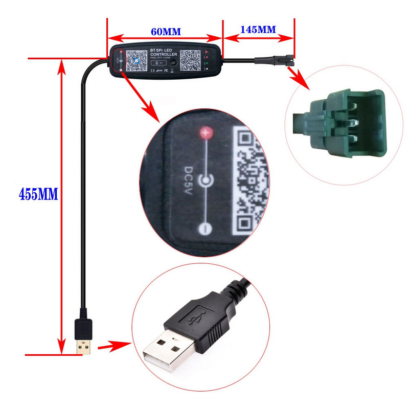 DC5-24V 3 tűs intelligens 28 gombos LED vezérlő zenei pixelekkel Bluetooth mikrofon távirányító 5050 RGB egyedi címezhető szalaglámpához