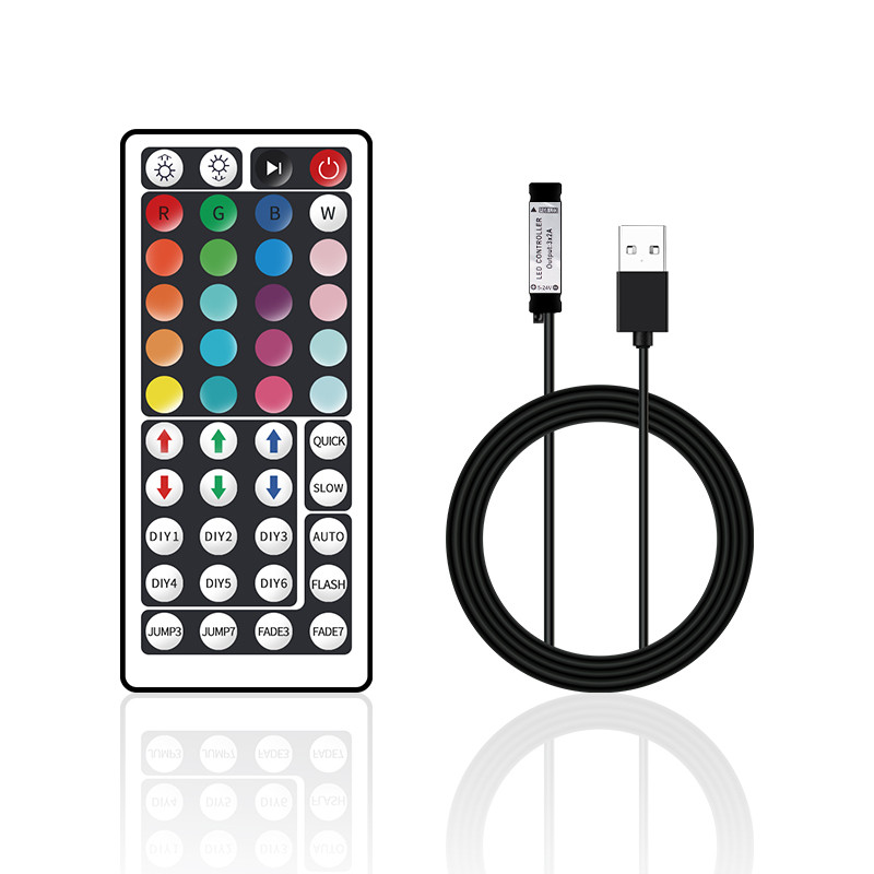 17 gombos 24 gombos 44 gombos LED RGB vezérlő USB vezeték nélküli távirányító, 5050 2835 WS2812 WS2811 5 V LED fénycsík USB interfészhez