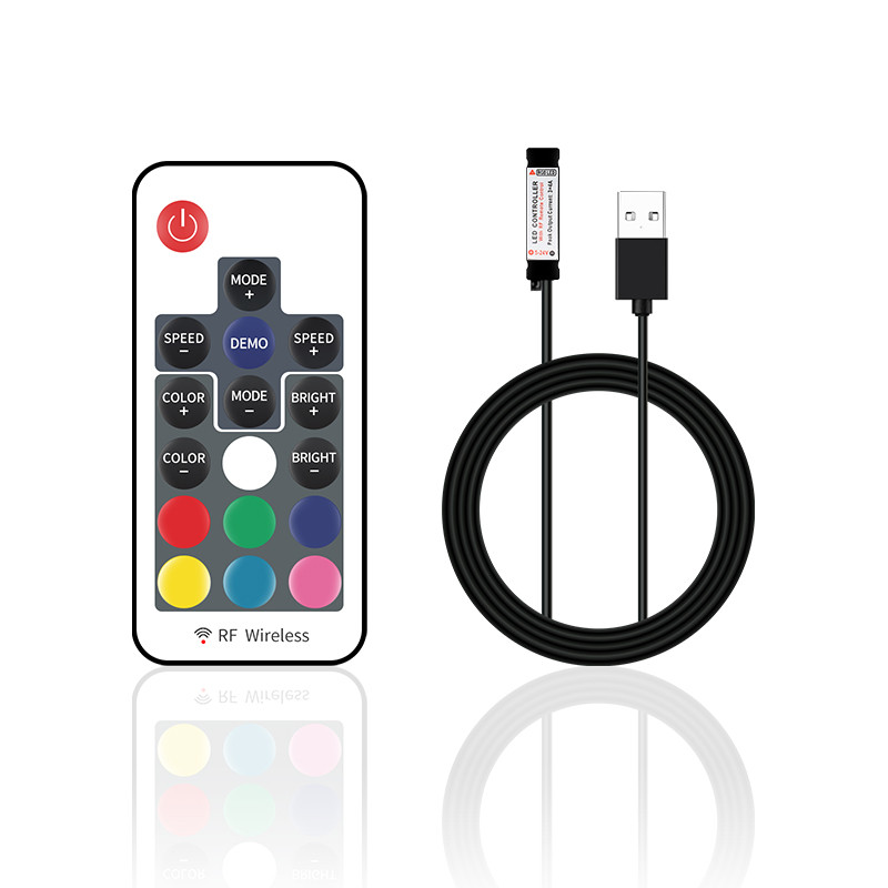 17 gombos 24 gombos 44 gombos LED RGB vezérlő USB vezeték nélküli távirányító, 5050 2835 WS2812 WS2811 5 V LED fénycsík USB interfészhez