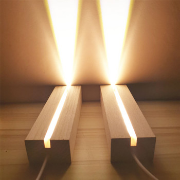 Βάση βάσης οθόνης LED ξύλου Ορθογώνιο Ξύλινο Βάση βάσης Ακρυλικό Θερμό Ανοιχτό Κρυστάλλινο Γυαλί Νυχτερινό Φως Βάση Ρητίνη Art Craft Decor