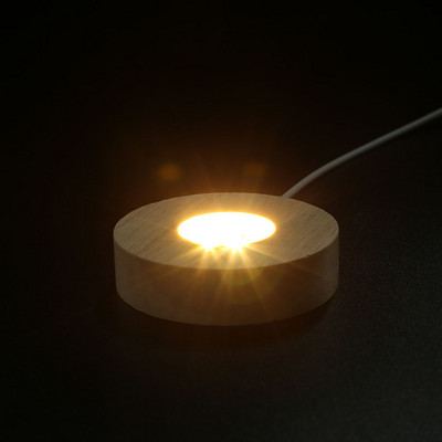 LED fa kijelző talptartó téglalap fa talpú állvány akril meleg könnyű kristály üveg éjszakai fény alap műgyanta kézműves dekoráció