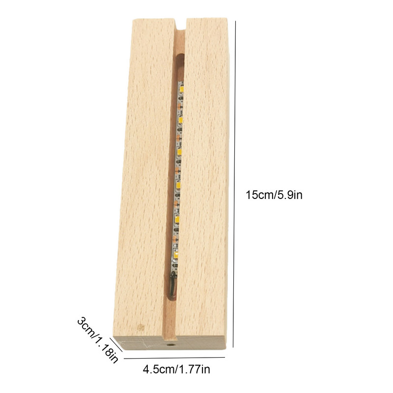 LED fa kijelző talptartó téglalap fa talpú állvány akril meleg könnyű kristály üveg éjszakai fény alap műgyanta kézműves dekoráció