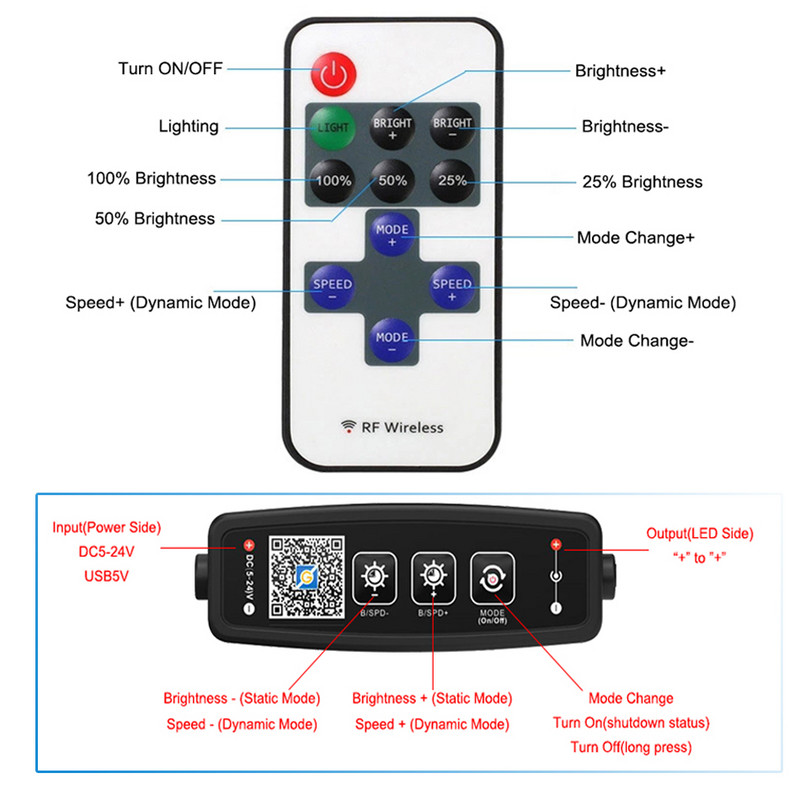 Egyszínű LED szalagos fényerőszabályzó vezérlő BT/APP gomb 11 gombos RF távirányító 5050 2835 SMD COB szalagos lámpa DC5-24V