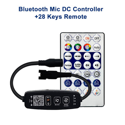 DC5-24V 28-klahviga Mini Bluetoothi muusikanupu LED-kontroller 3-kontaktilise WS2811 WS2812 SK6812 individuaalse adresseerimisega RGB ribapaneeli jaoks