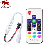 WS2811 WS2812B SK6812 RGB LED-pikslite ribavalgustuse kontroller, 17 klahvi DIY 366 režiimide vahetamine kaugjuhtimispuldiga DC5-24V