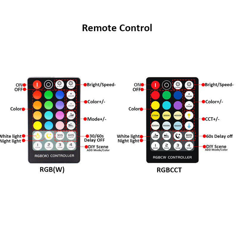 Controller LED 12V Mini DC 5V 4Pin RGB CCT 24V 5Pin RGBW Controller 2.4g RF LED fără fir bandă Dimmer Dimmer Telecomanda