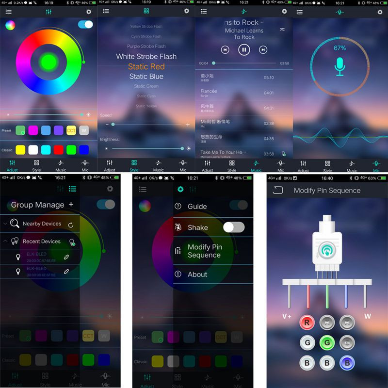 Мини LED лента RGB контролер Безжичен Bluetooth-съвместим димер за управление USB 5V DC 12V 24V Music 5050 Цветна лента