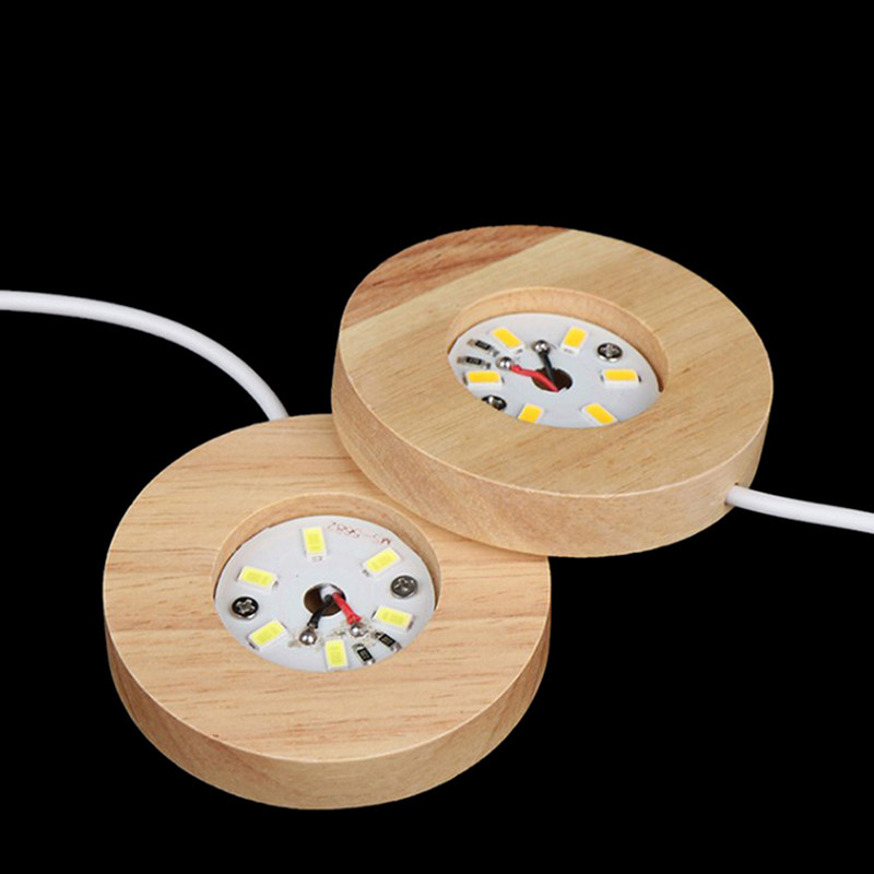 Medinis LED šviesos ekrano pagrindas Medinis naktinės lempos pagrindas LED šviesos ekranas krištolo rutulio medžio šviečiantis pagrindas