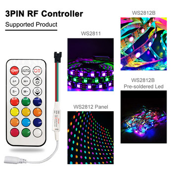 DC5-24V MINI RF Controller 3PIN WS2812 WS2811 4PIN WS2813 WS2815 LED Strip Lights 14/21 Keys Wireless Remote 350+ Dream Effect