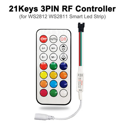 DC5-24V MINI RF Controller 3PIN WS2812 WS2811 4PIN WS2813 WS2815 LED Strip Lights 14/21 Keys Wireless Remote 350+ Dream Effect