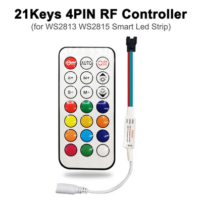DC5-24V MINI RF Controller 3PIN WS2812 WS2811 4PIN WS2813 WS2815 LED Strip Lights 14/21 Keys Wireless Remote 350+ Dream Effect