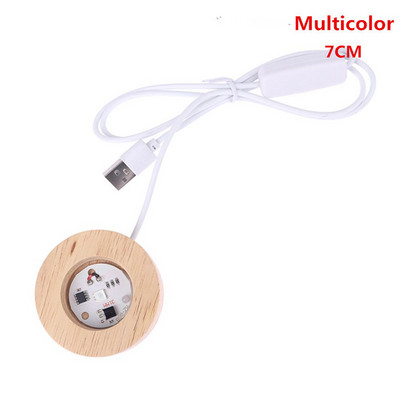 Koka LED gaismas displeja pamatne kristāla stikla sveķu mākslas ornaments koka nakts lampas pamatne LED gaismas rotējošs displeja statīvs 7/8 cm