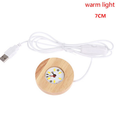 Koka LED gaismas displeja pamatne kristāla stikla sveķu mākslas ornaments koka nakts lampas pamatne LED gaismas rotējošs displeja statīvs 7/8 cm