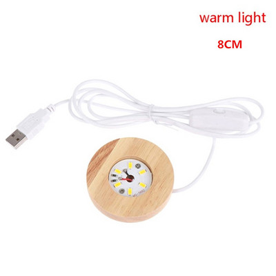 Koka LED gaismas displeja pamatne kristāla stikla sveķu mākslas ornaments koka nakts lampas pamatne LED gaismas rotējošs displeja statīvs 7/8 cm
