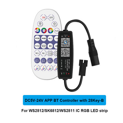 Telecomandă WS2812 WS2811 cu LED-uri DC5-24V Telecomandă AAP muzicală compatibilă cu Bluetooth pentru bandă LED SK6812 Pixel