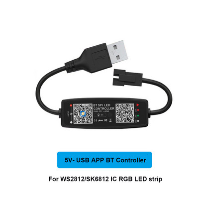 Telecomandă WS2812 WS2811 cu LED-uri DC5-24V Telecomandă AAP muzicală compatibilă cu Bluetooth pentru bandă LED SK6812 Pixel