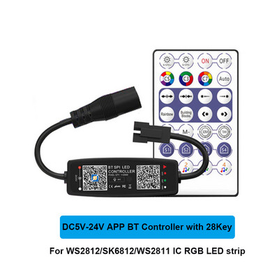 Telecomandă WS2812 WS2811 cu LED-uri DC5-24V Telecomandă AAP muzicală compatibilă cu Bluetooth pentru bandă LED SK6812 Pixel