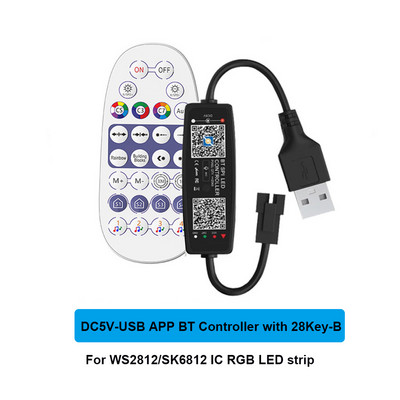 Telecomandă WS2812 WS2811 cu LED-uri DC5-24V Telecomandă AAP muzicală compatibilă cu Bluetooth pentru bandă LED SK6812 Pixel