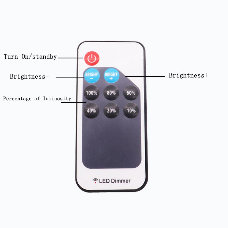 Mini 11 taste/9 taste RF telecomandă cu LED fără fir Controler cu dimmer LED pentru bandă de lumină de o singură culoare SMD5050/3528 DC5-24V