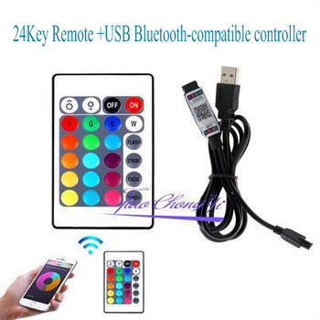 Τηλεχειριστήριο υπερύθρων 24 πλήκτρων Εφαρμογή συμβατή με Bluetooth Ελεγκτής LED RGB DC5-12V Έξυπνος ελεγκτής για SMD 2835 5050 RGB LED Strip Lights