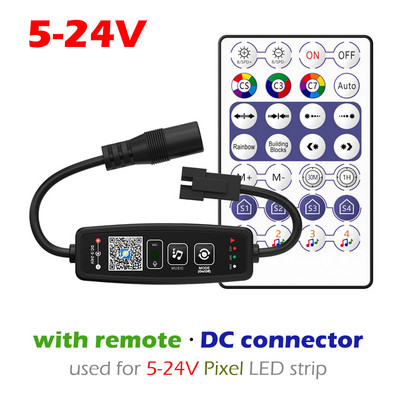 WS2812B WS2811 Ελεγκτής Music Bluetooth APP Τηλεχειριστήριο για Pixel LED Strip Light DC5V-24V WS2812 Dream Color Tape Lights