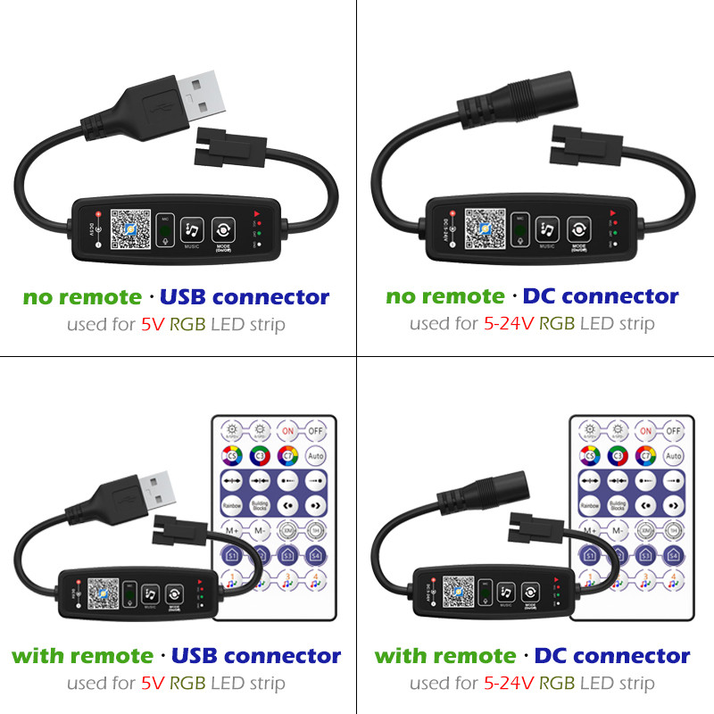 WS2812B WS2811 Ελεγκτής Music Bluetooth APP Τηλεχειριστήριο για Pixel LED Strip Light DC5V-24V WS2812 Dream Color Tape Lights