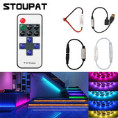 Mini bezvadu RF tālvadības pults LED reostats DC 5V 12V 24V 6A 3528 5050 Vienkrāsains LED gaismas sloksnes kontrolieris 11 taustiņi