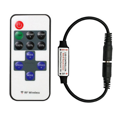 Mini bezvadu RF tālvadības pults LED reostats DC 5V 12V 24V 6A 3528 5050 Vienkrāsains LED gaismas sloksnes kontrolieris 11 taustiņi