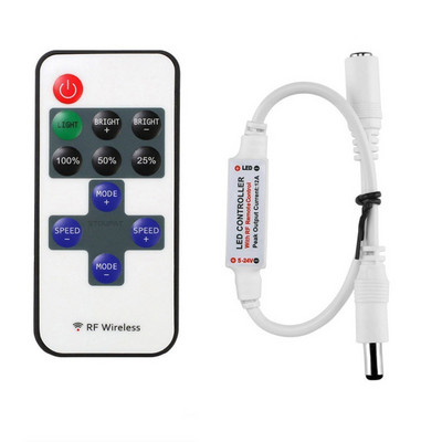 Mini bezvadu RF tālvadības pults LED reostats DC 5V 12V 24V 6A 3528 5050 Vienkrāsains LED gaismas sloksnes kontrolieris 11 taustiņi