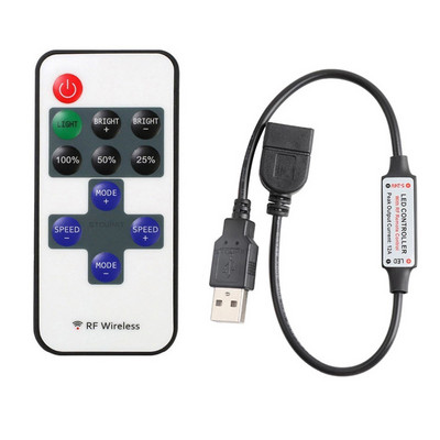 Mini bezvadu RF tālvadības pults LED reostats DC 5V 12V 24V 6A 3528 5050 Vienkrāsains LED gaismas sloksnes kontrolieris 11 taustiņi