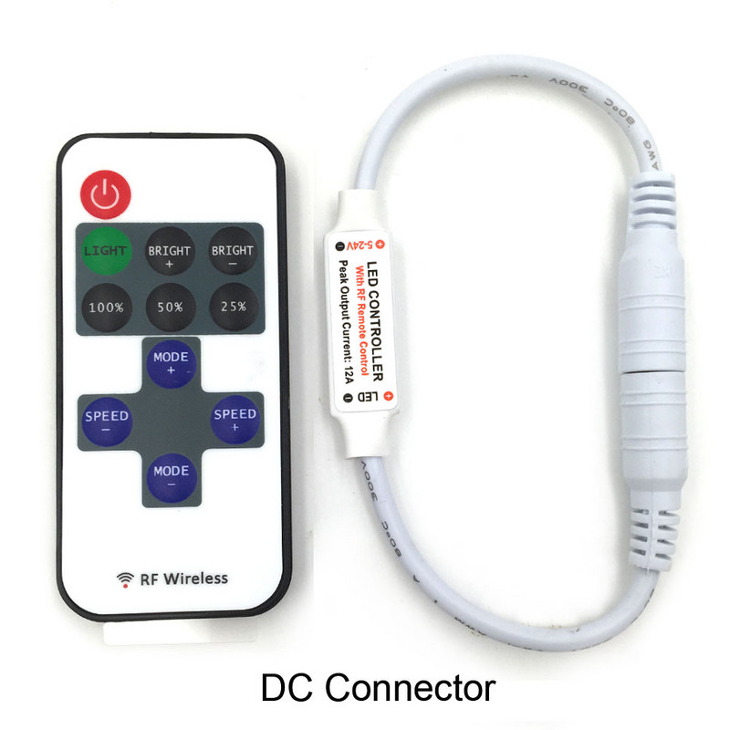 DC5-24V Intrare/Ieșire Telecomandă RF 2 linii Multifuncțional Ajustare luminozitate Dimmer fără fir pentru bandă LED