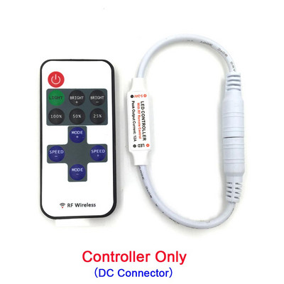 Mini controler RF fără fir pentru bandă LED, bec, lumini, reglare 5V 12V 24V, telecomandă, comutator de intensitate DC/conector de fir