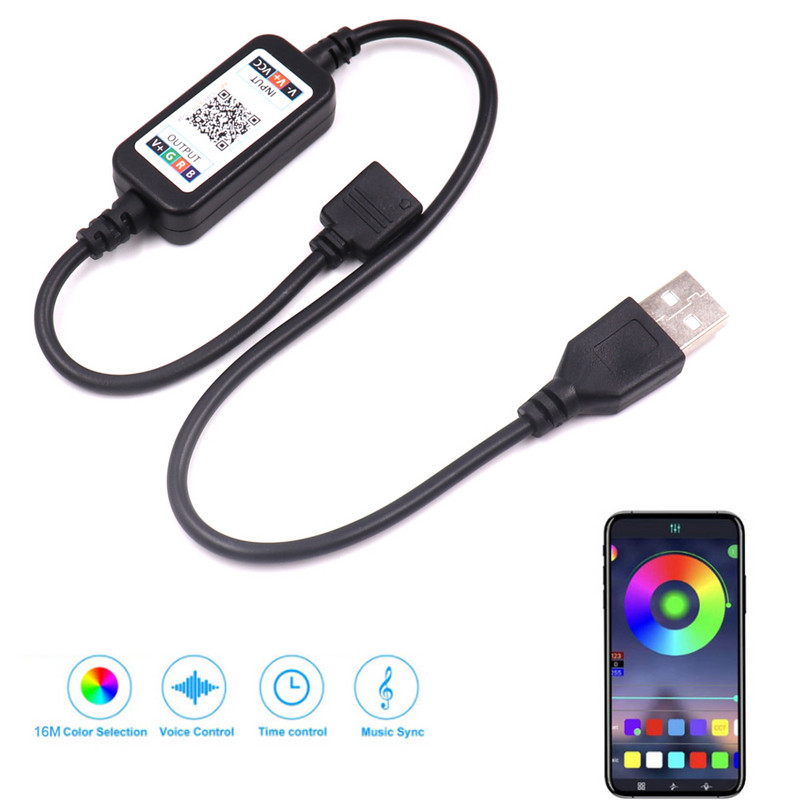 RGB Wifi Bluetooth 5 V USB LED-kontroller Mobiilirakendus, mida juhitakse teleri taustavalgustuse jaoks 12 V 24 V LED-riba kaugjuhtimispult värviline muusika dimmer