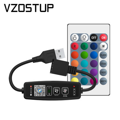 Bluetooth-kompatibilis RGB LED szalagvezérlő DC 5V 12V 24V Music BT Smart APP vezérlő Hangvezérlés 5050 szalagos lámpákhoz