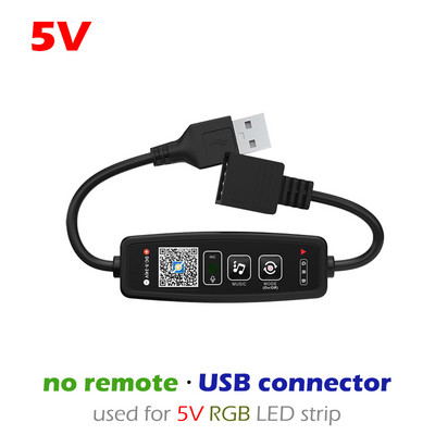 Συμβατό με Bluetooth RGB LED Strip Controller DC 5V 12V 24V Music BT Smart APP Controller Voice Control for 5050 Tape Lights