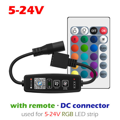 Συμβατό με Bluetooth RGB LED Strip Controller DC 5V 12V 24V Music BT Smart APP Controller Voice Control for 5050 Tape Lights