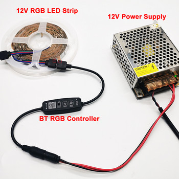 DC5-24V Bluetooth Mini RGB контролер Бутон/Приложение за телефон Безжично управление Функция за музикална група за 5050 2835 5730 RGB LED лента