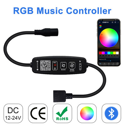 DC5-24V Bluetooth Mini RGB valdiklio mygtukas / telefono APP belaidžio valdymo muzikos grupės funkcija, skirta 5050 2835 5730 RGB LED juostai