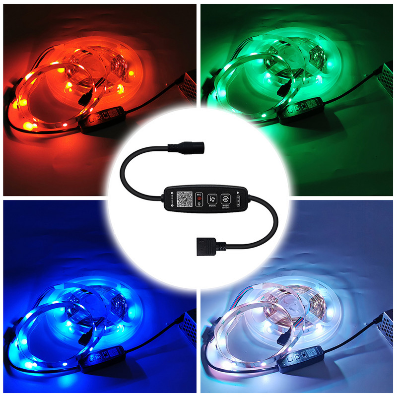 DC5-24V Bluetooth Mini RGB valdiklio mygtukas / telefono APP belaidžio valdymo muzikos grupės funkcija, skirta 5050 2835 5730 RGB LED juostai