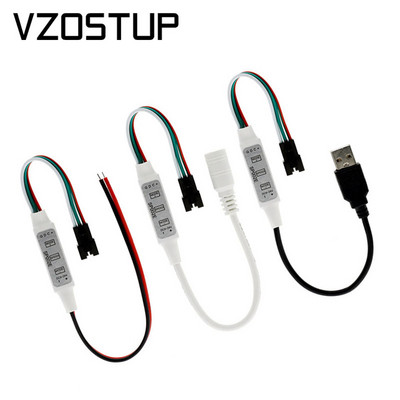 DC5V-24V WS2812B WS2811 LED sloksnes gaismas kontrolieris USB 3 taustiņi Pixel LED sloksnes gaismai SP002E SK6812 COB SMD lentes apgaismojuma dimmer