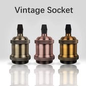 Hcnew Vintage Edison Soclu de bază E27 E26 Aluminiu Bronz Auriu Suport lampă Retro Corpuri de iluminat Suport lampă suspendat Decor pentru casă