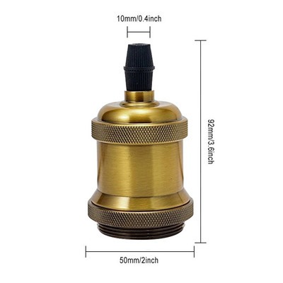 Hcnew Vintage Edison Soclu de bază E27 E26 Aluminiu Bronz Auriu Suport lampă Retro Corpuri de iluminat Suport lampă suspendat Decor pentru casă