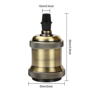 Hcnew Vintage Edison Soclu de bază E27 E26 Aluminiu Bronz Auriu Suport lampă Retro Corpuri de iluminat Suport lampă suspendat Decor pentru casă