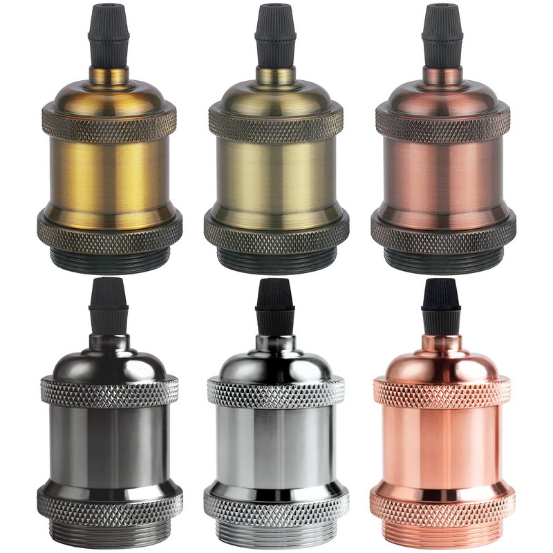 Hcnew Vintage Edison Soclu de bază E27 E26 Aluminiu Bronz Auriu Suport lampă Retro Corpuri de iluminat Suport lampă suspendat Decor pentru casă