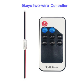 DC5-24V Mini DC Wire 9 Keys Dimmer Led Controller with RF Remote Wireless for 5050 5730 2835 Μονόχρωμη λωρίδα φωτός σωλήνας νέον