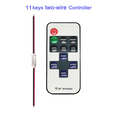 DC5-24V mini-alalisvoolujuhe 9 võtmega dimmeri LED-kontroller koos juhtmeta raadiosagedusliku kaugjuhtimispuldiga mudelile 5050 5730 2835, ühevärviline valgusriba, neoontoru