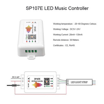 SP108E wifi WS2811 WS2812B Led Music Controller SP107E SK6812 SP105E Bluetooth APA102 SP110E WS2801 Pixels Led Strip DC5-24V