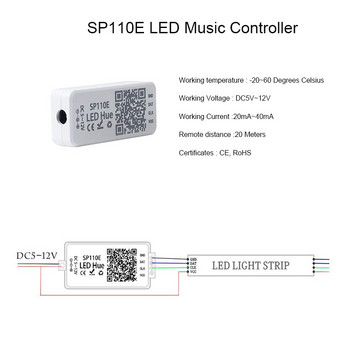 SP108E wifi WS2811 WS2812B Led музикален контролер SP107E SK6812 SP105E Bluetooth APA102 SP110E WS2801 Пиксели Led лента DC5-24V